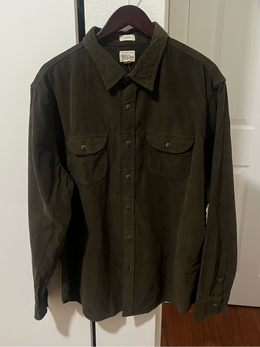 J. Crew Olive Green Corduroy Button-Down Overshirt